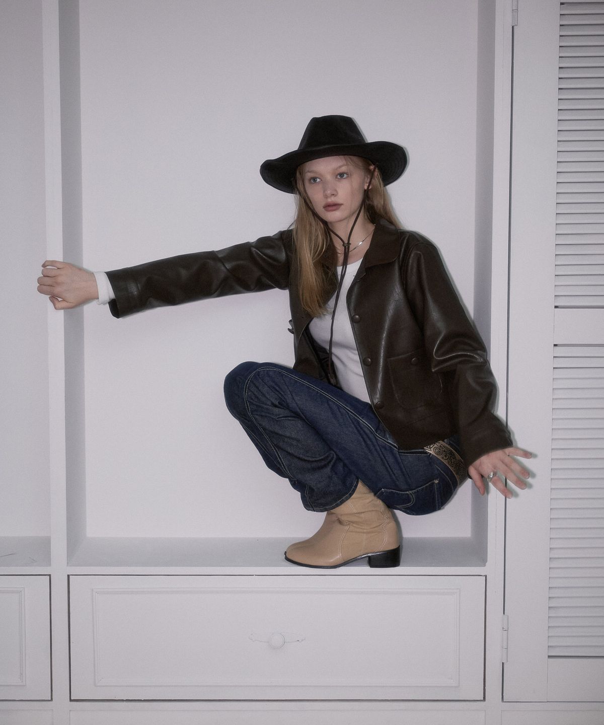 로제프란츠(ROSEFRANTZ) Round Leather Jacket [Brown]