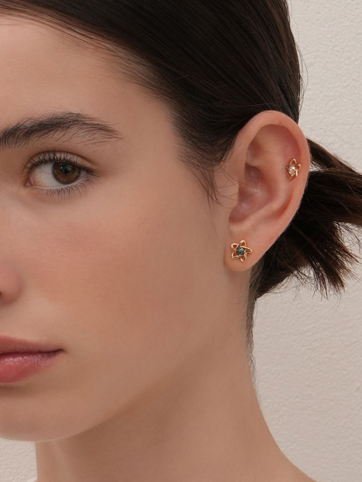 미니멀피어싱(MINIMALPIERCING) 14K 스타라인 러프 다이아몬드 피어싱 귀걸이