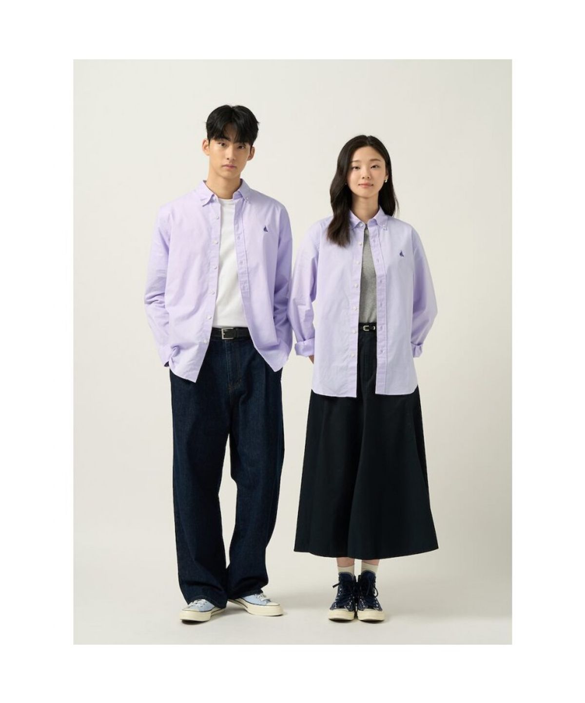 빈폴 멘(BEANPOLE MEN) 남녀공용 플레인 솔리드 셔츠  라이트 퍼플