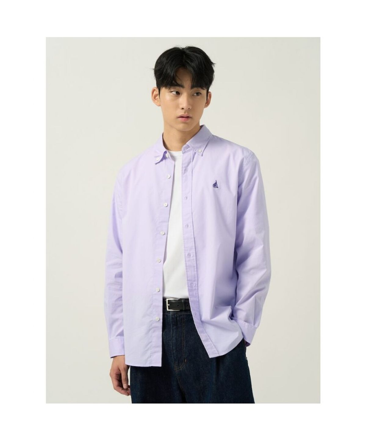 빈폴 멘(BEANPOLE MEN) 남녀공용 플레인 솔리드 셔츠  라이트 퍼플