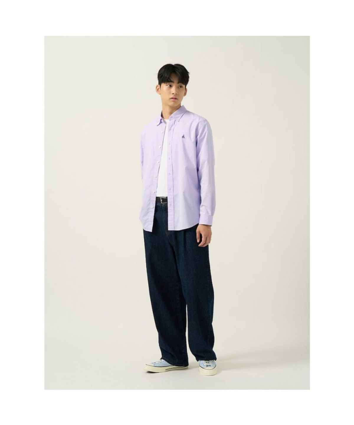 빈폴 멘(BEANPOLE MEN) 남녀공용 플레인 솔리드 셔츠  라이트 퍼플