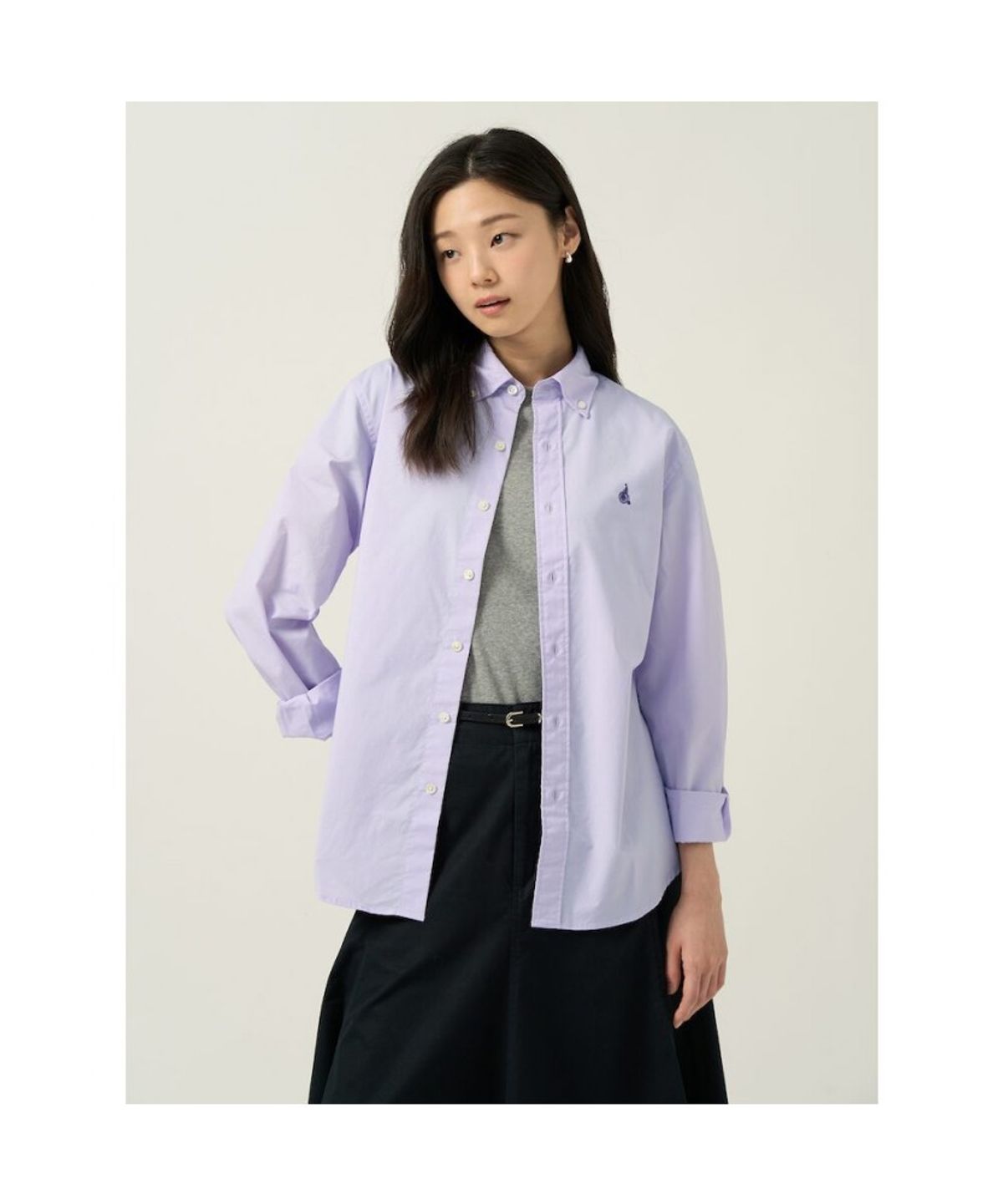 빈폴 멘(BEANPOLE MEN) 남녀공용 플레인 솔리드 셔츠  라이트 퍼플