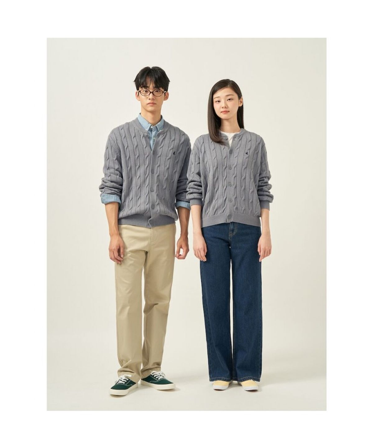 빈폴 멘(BEANPOLE MEN) 코튼 케이블 라운드 카디건  그레이