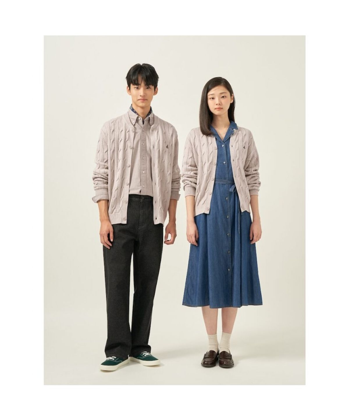 빈폴 멘(BEANPOLE MEN) 코튼 케이블 라운드 카디건  베이지