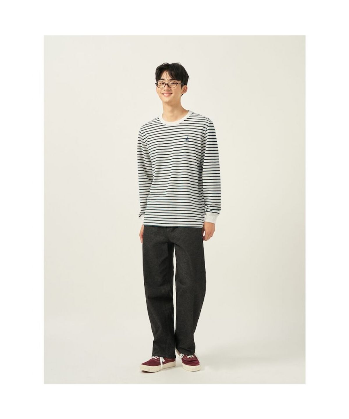 빈폴 멘(BEANPOLE MEN) 피케 인디고라이크 스트라이프 티셔츠  아이보리