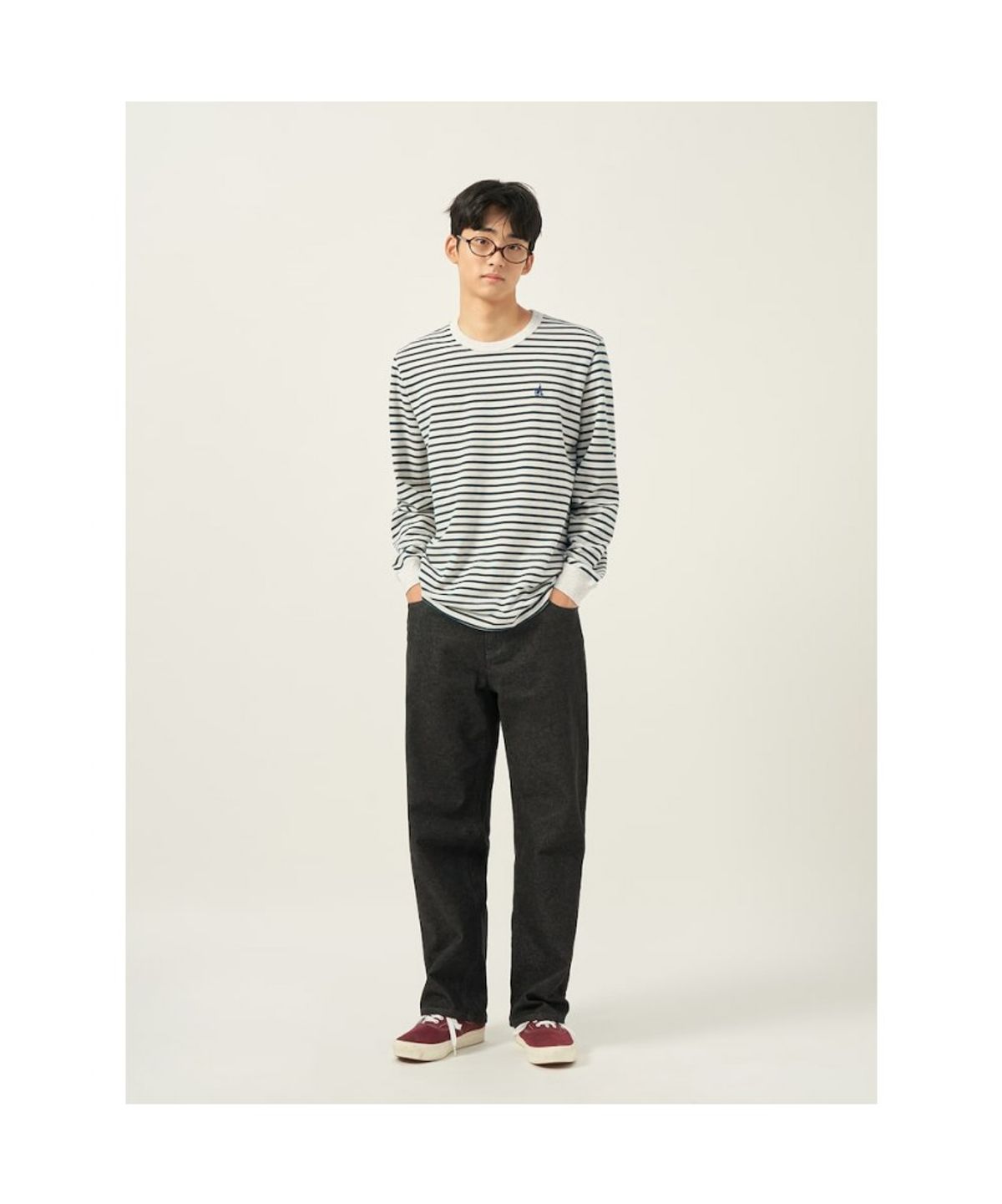 빈폴 멘(BEANPOLE MEN) 피케 인디고라이크 스트라이프 티셔츠  아이보리