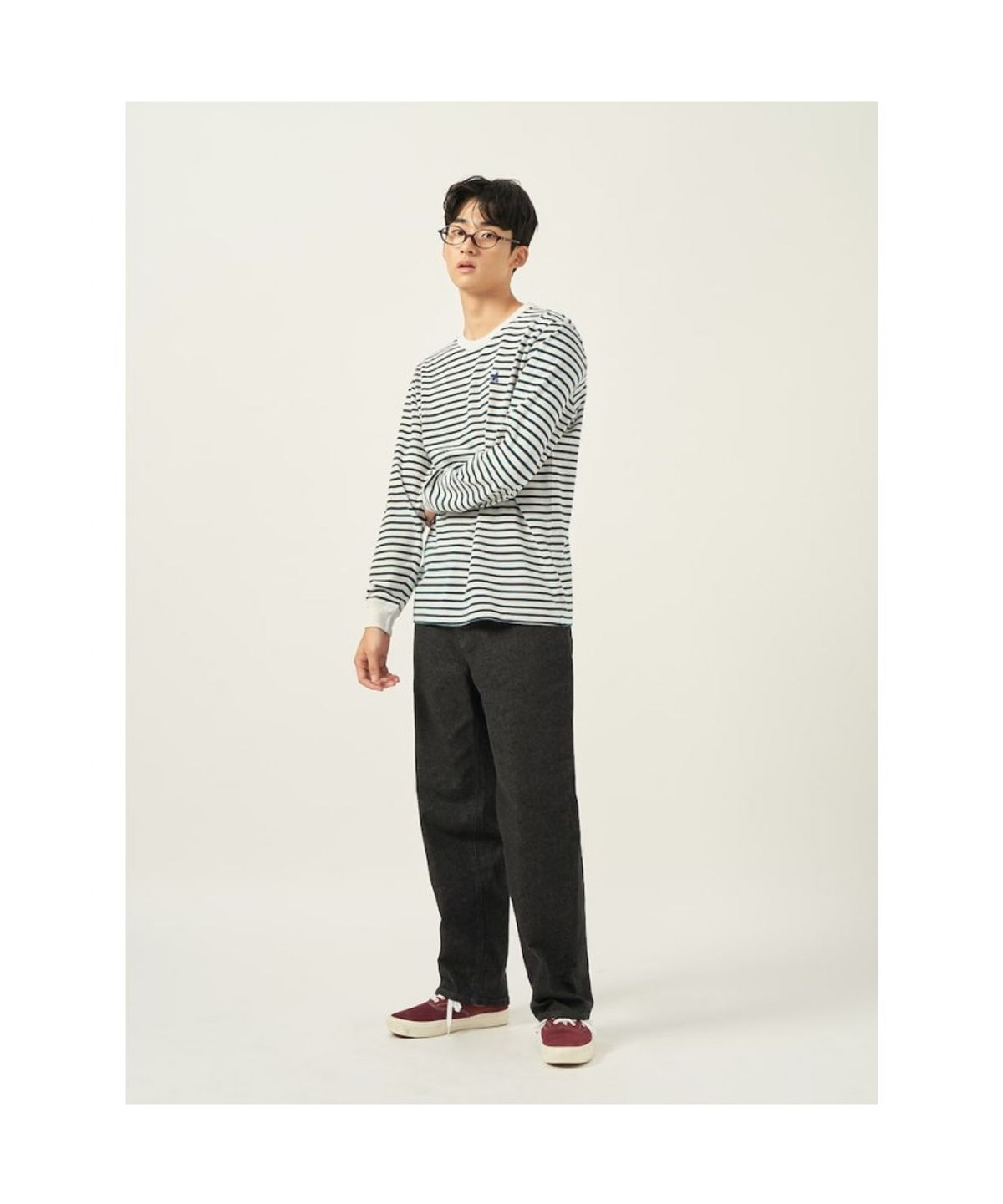 빈폴 멘(BEANPOLE MEN) 피케 인디고라이크 스트라이프 티셔츠  아이보리