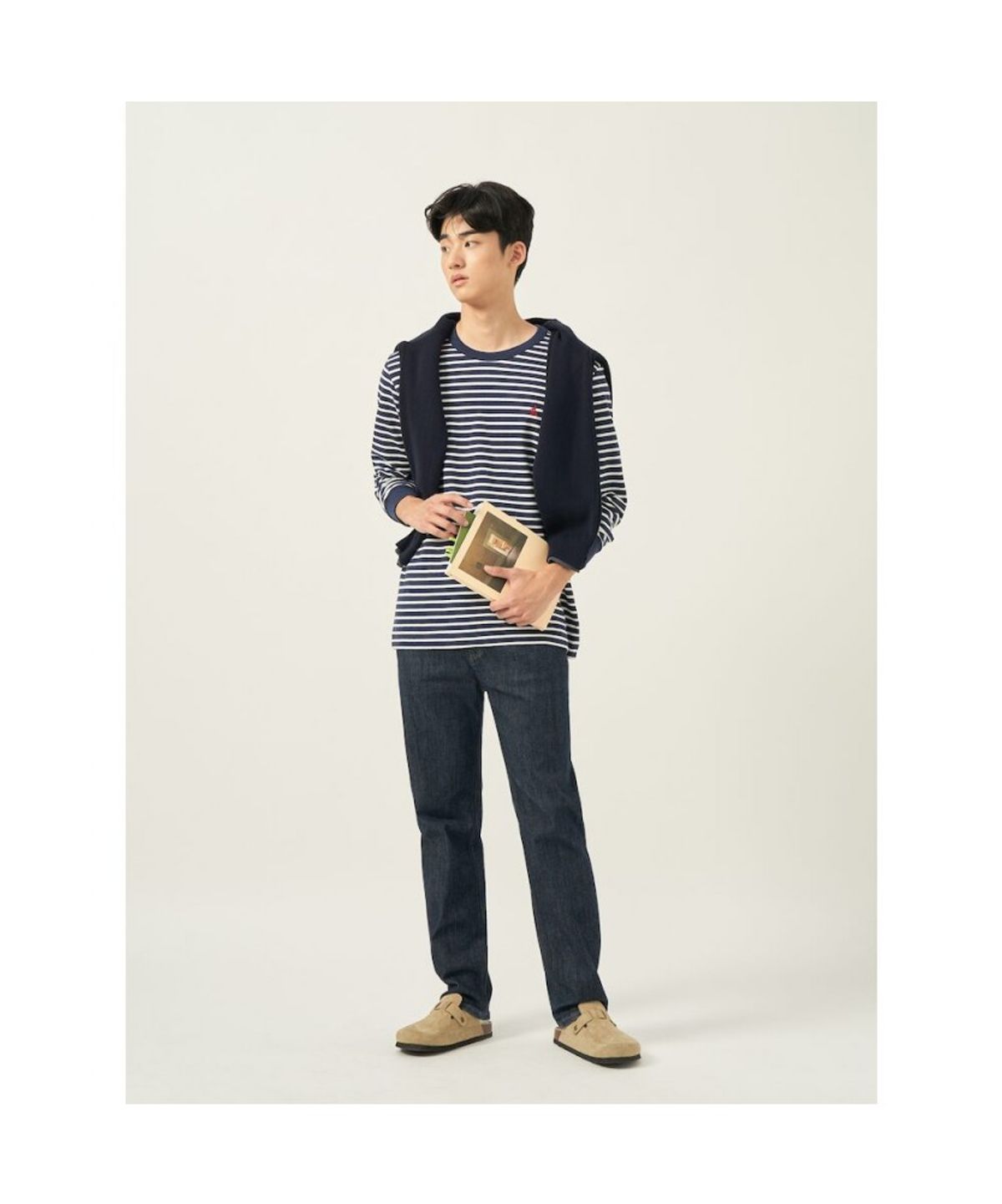 빈폴 멘(BEANPOLE MEN) 피케 인디고라이크 스트라이프 티셔츠  네이비