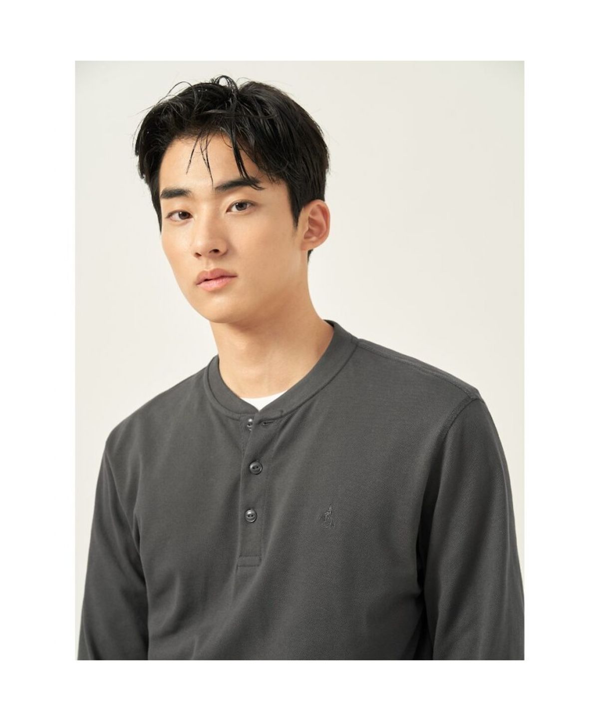 빈폴 멘(BEANPOLE MEN) 피케 헨리넥 긴소매 티셔츠  카키