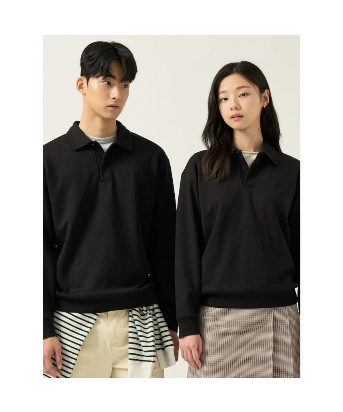 빈폴 멘(BEANPOLE MEN) 더블니트 칼라넥 스웨트 셔츠  블랙