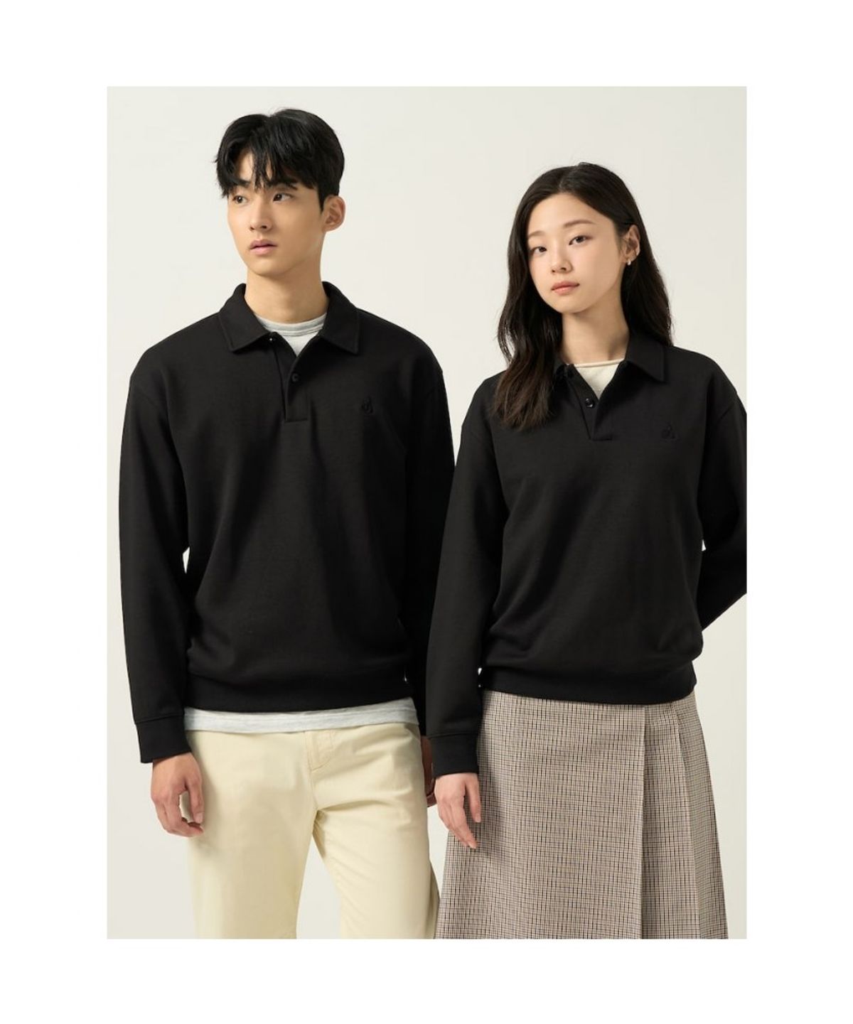 빈폴 멘(BEANPOLE MEN) 더블니트 칼라넥 스웨트 셔츠  블랙