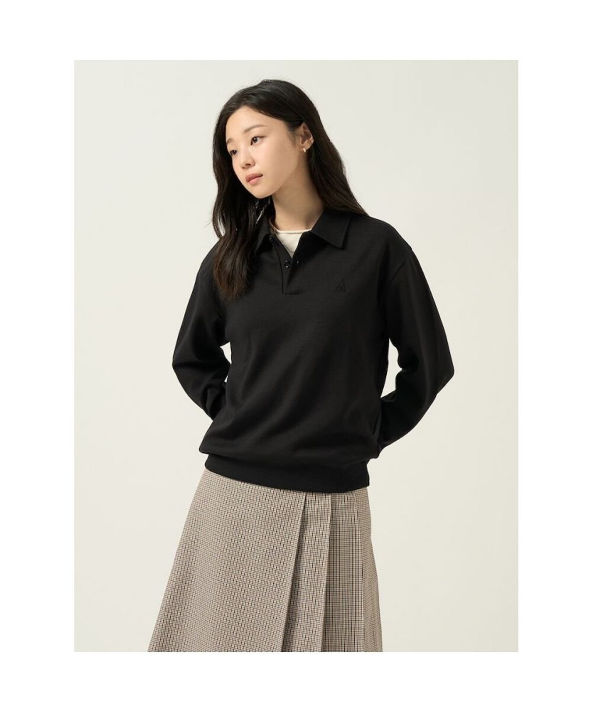 빈폴 멘(BEANPOLE MEN) 더블니트 칼라넥 스웨트 셔츠  블랙