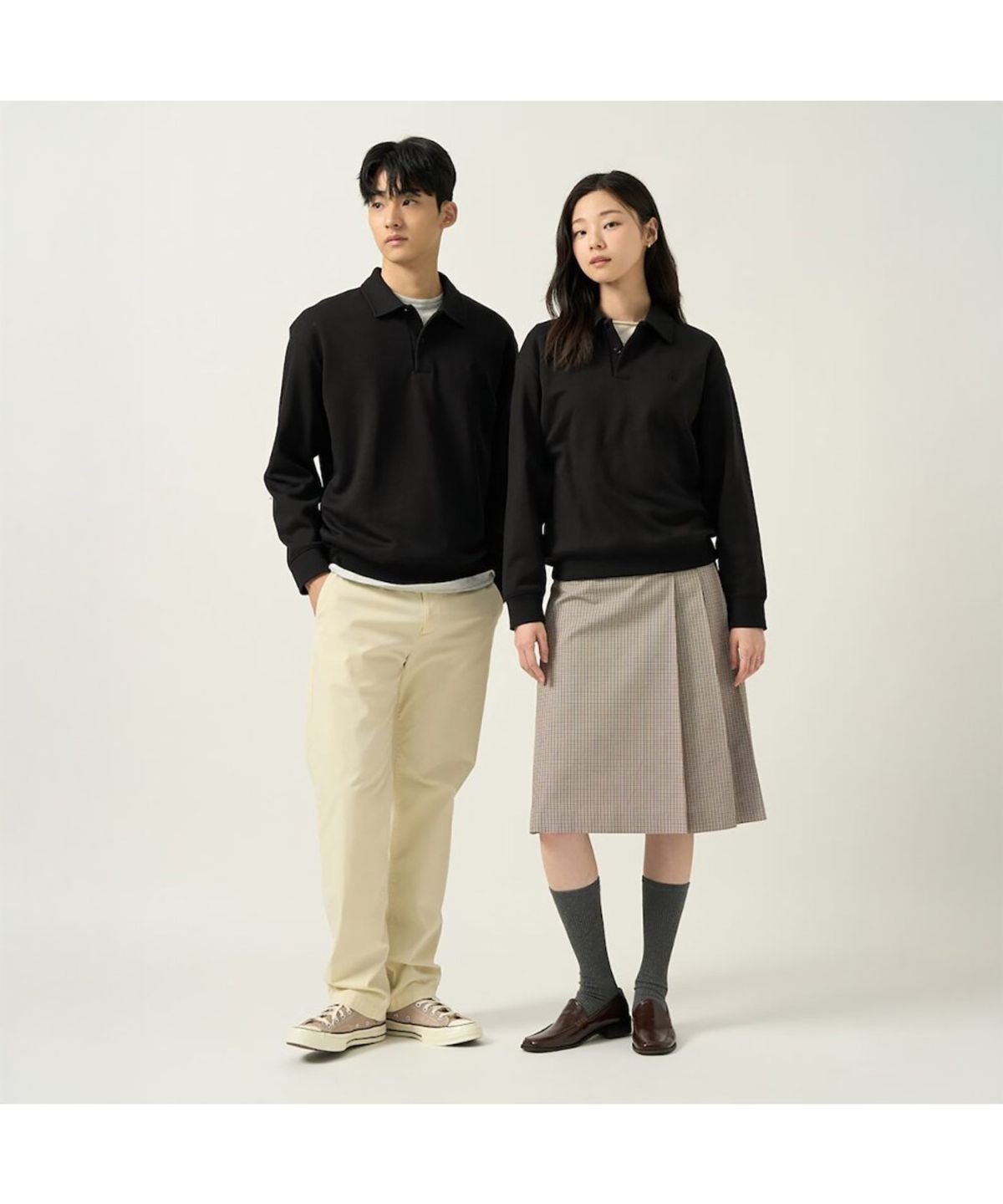 빈폴 멘(BEANPOLE MEN) 더블니트 칼라넥 스웨트 셔츠  블랙