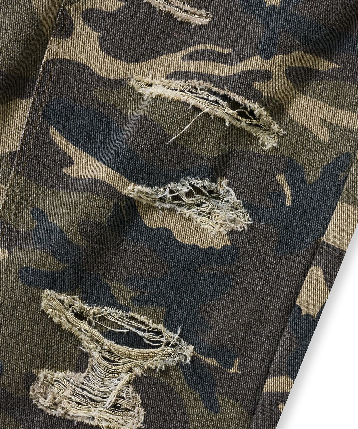 브라운브레스(BROWNBREATH) DESTROYED CAMO DOUBLE KNEE PANTS - KHAKI