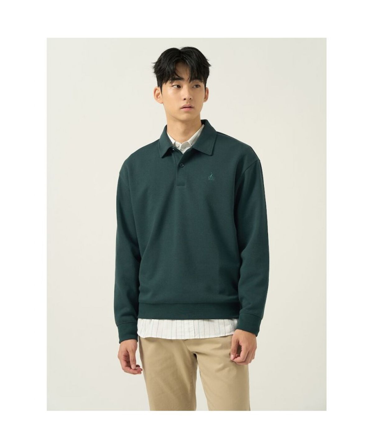 빈폴 멘(BEANPOLE MEN) 더블니트 칼라넥 스웨트 셔츠  그린