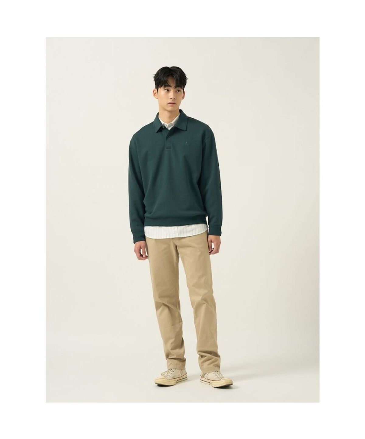 빈폴 멘(BEANPOLE MEN) 더블니트 칼라넥 스웨트 셔츠  그린