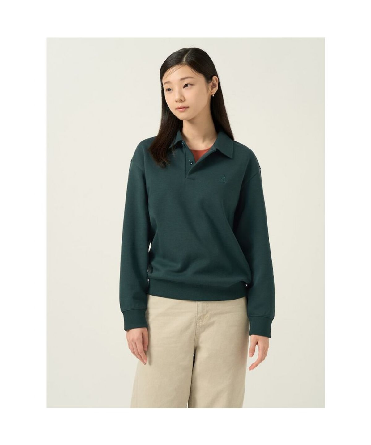 빈폴 멘(BEANPOLE MEN) 더블니트 칼라넥 스웨트 셔츠  그린