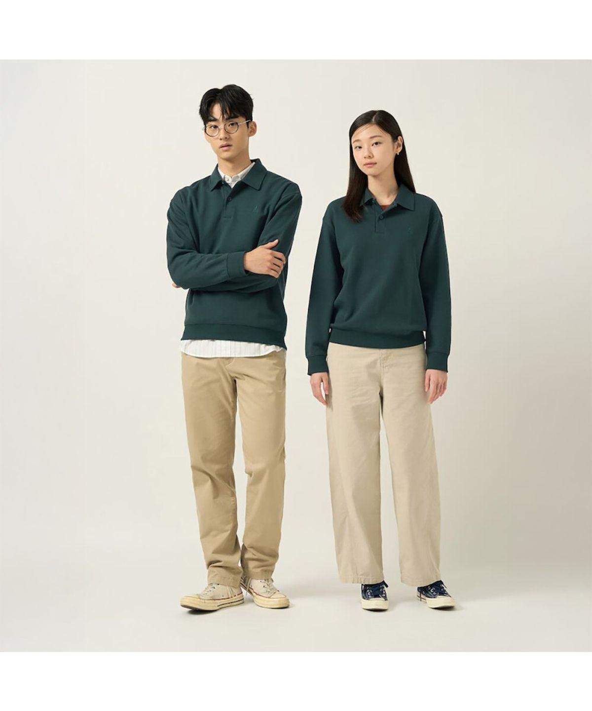 빈폴 멘(BEANPOLE MEN) 더블니트 칼라넥 스웨트 셔츠  그린