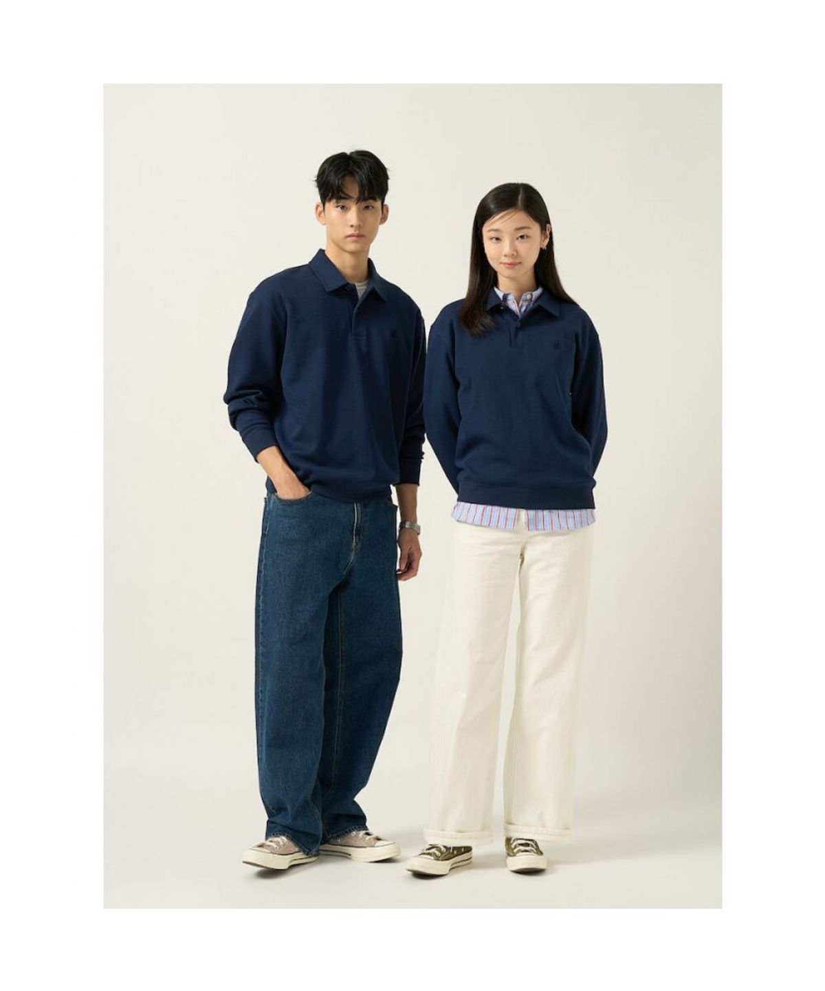 빈폴 멘(BEANPOLE MEN) 더블니트 칼라넥 스웨트 셔츠  로열 블루