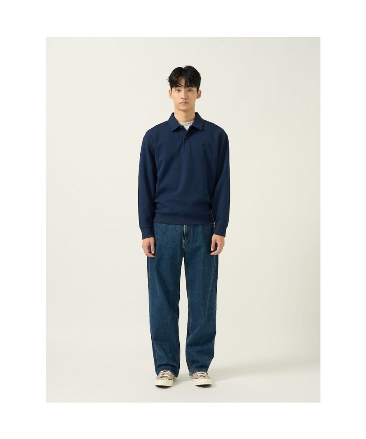 빈폴 멘(BEANPOLE MEN) 더블니트 칼라넥 스웨트 셔츠  로열 블루