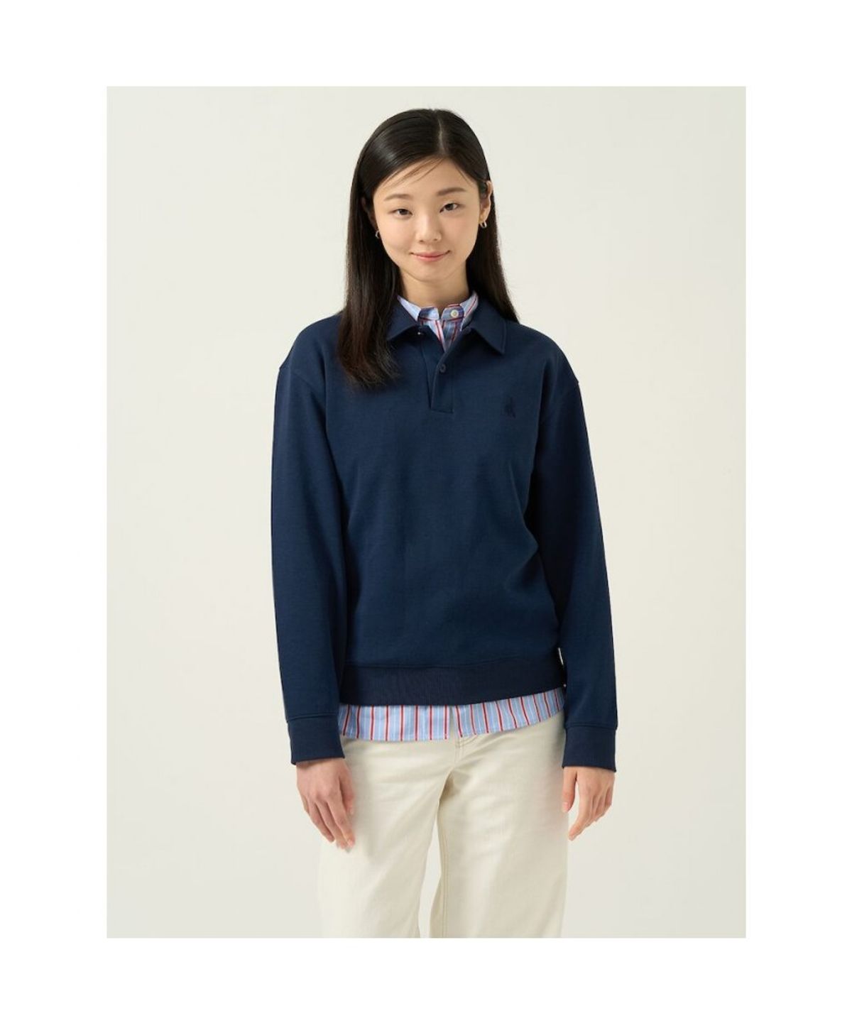 빈폴 멘(BEANPOLE MEN) 더블니트 칼라넥 스웨트 셔츠  로열 블루