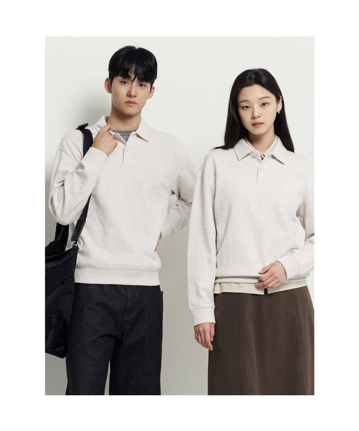 빈폴 멘(BEANPOLE MEN) 더블니트 칼라넥 스웨트 셔츠  아이보리