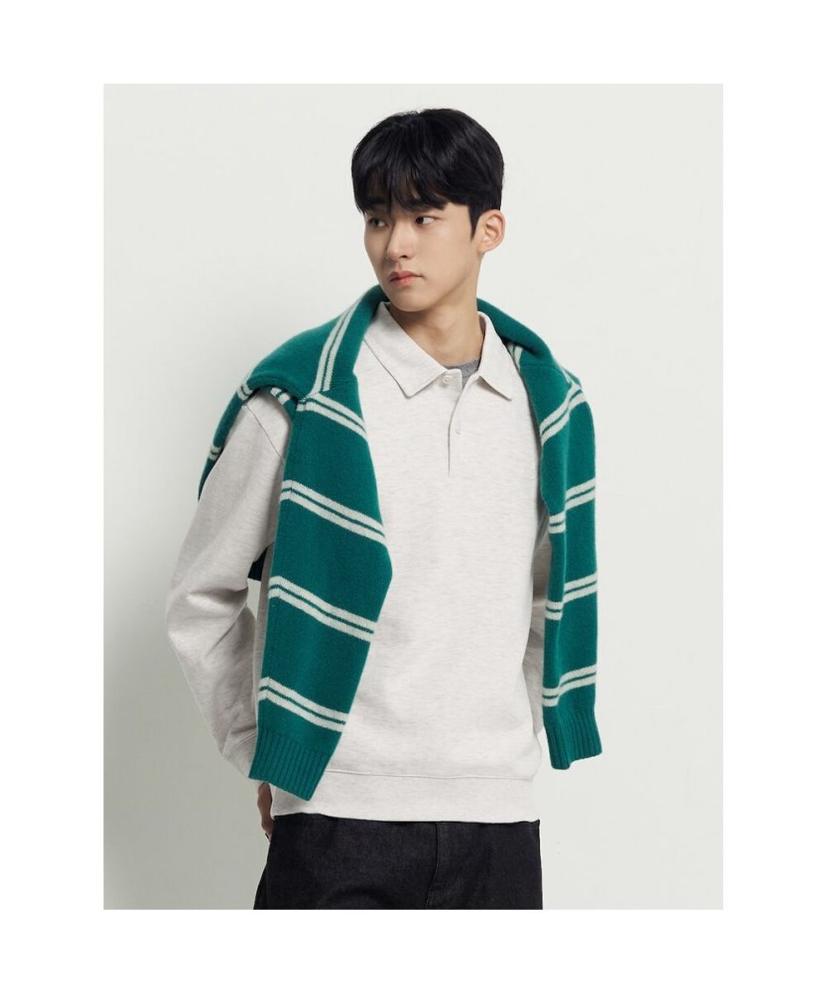 빈폴 멘(BEANPOLE MEN) 더블니트 칼라넥 스웨트 셔츠  아이보리