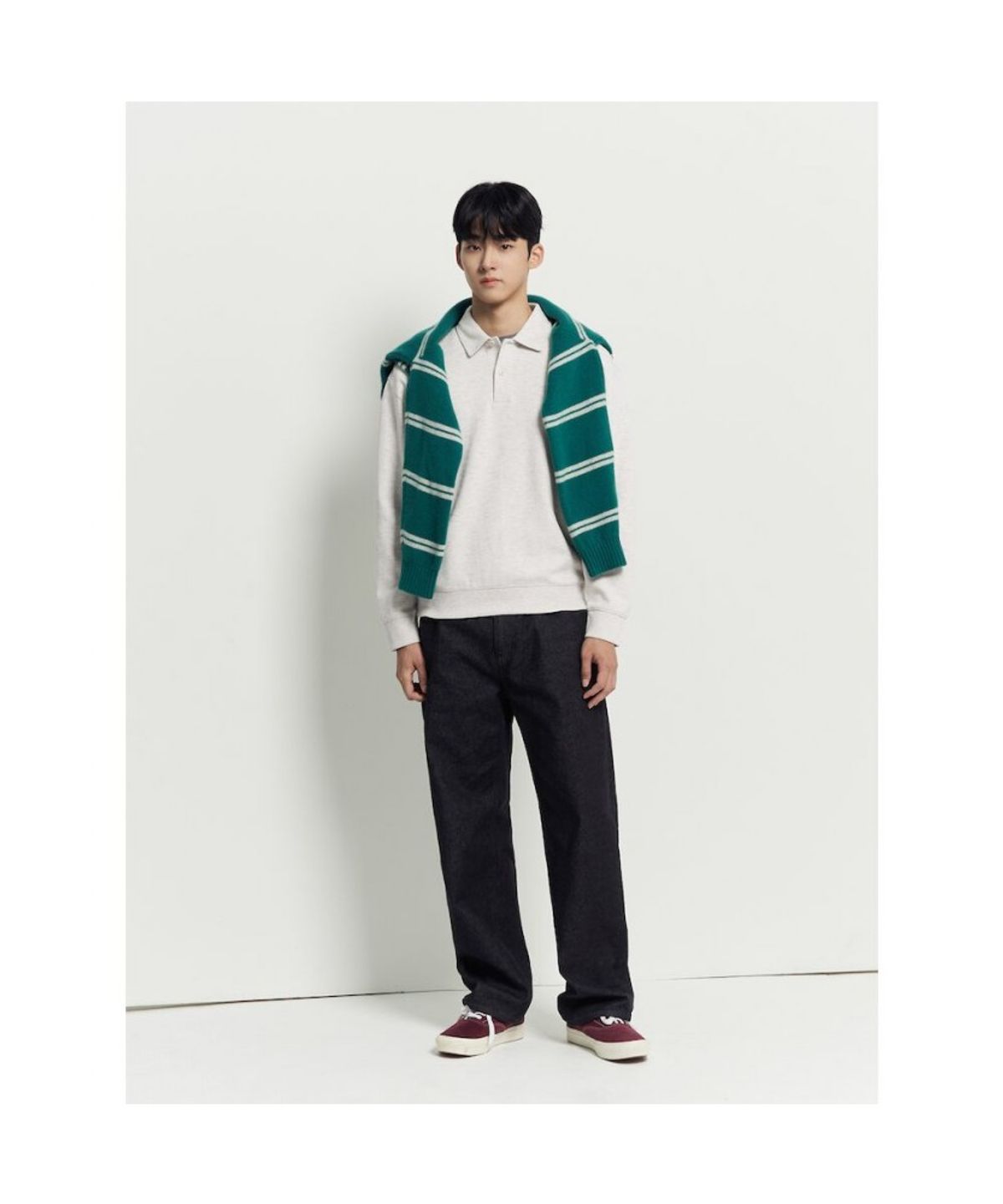 빈폴 멘(BEANPOLE MEN) 더블니트 칼라넥 스웨트 셔츠  아이보리