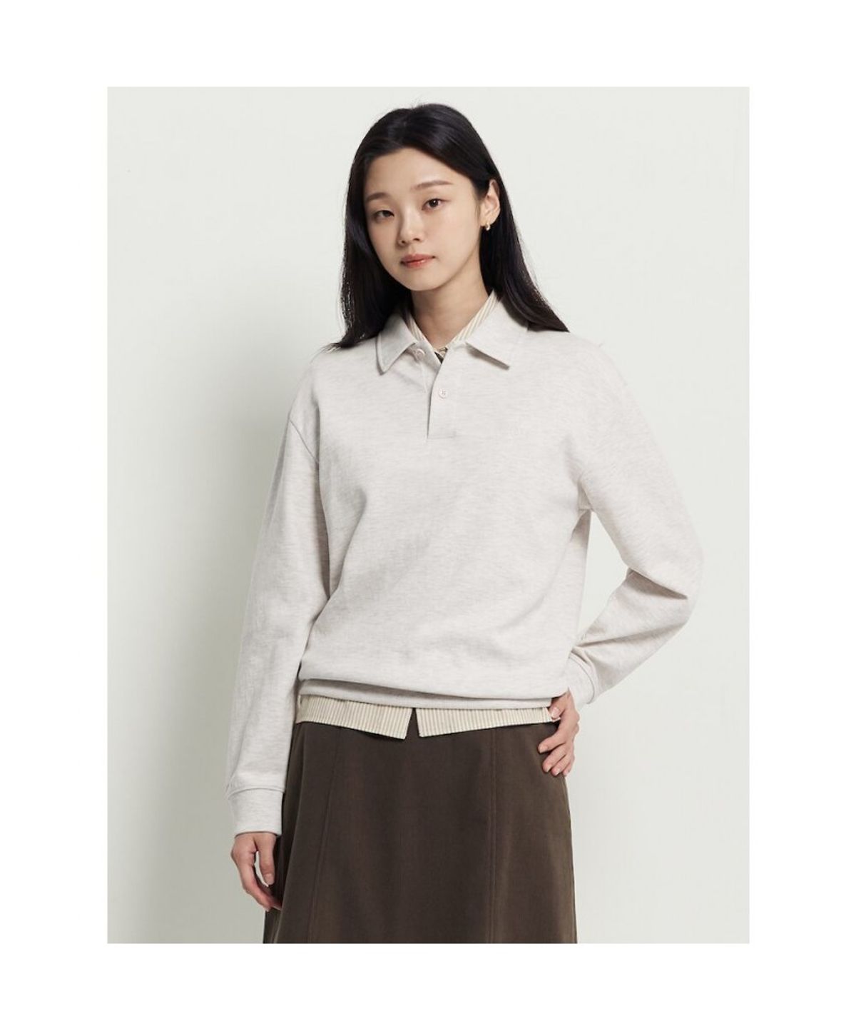 빈폴 멘(BEANPOLE MEN) 더블니트 칼라넥 스웨트 셔츠  아이보리