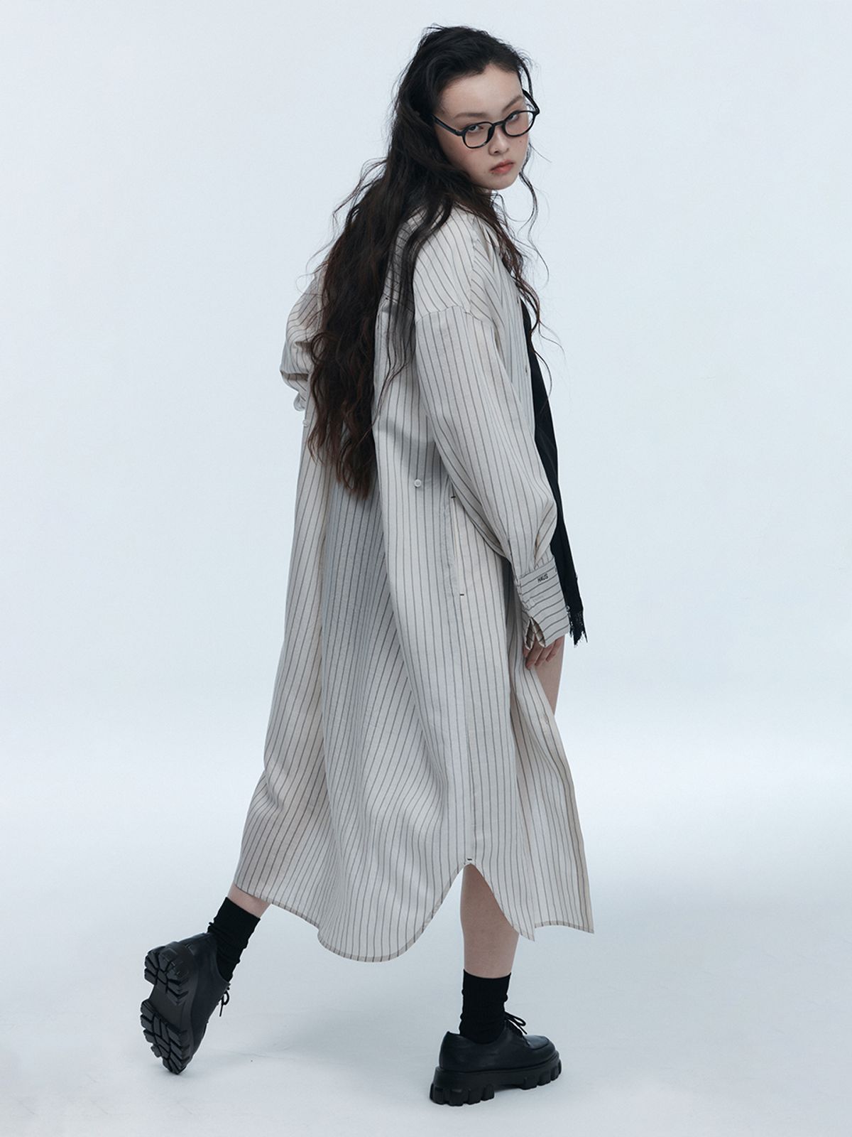 하우스공칠이씨(HAUS072C) STRIPE SHIRTS ONEPIECE  BEIGE