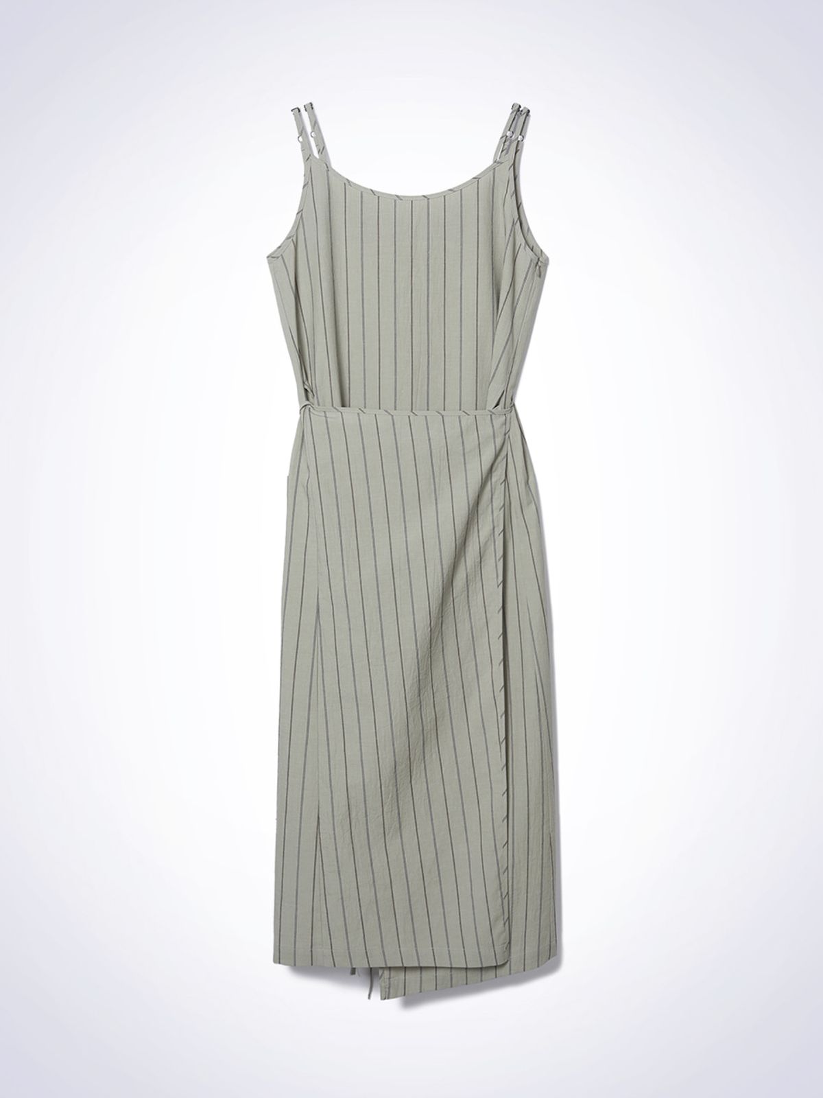 하우스공칠이씨(HAUS072C) GRAIN STRIPE WRAP ONE-PIECE KHAKI