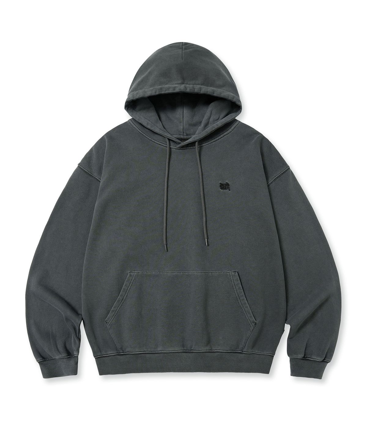 브라운브레스(BROWNBREATH) PIGMENT TAG HOODIE - CHARCOAL