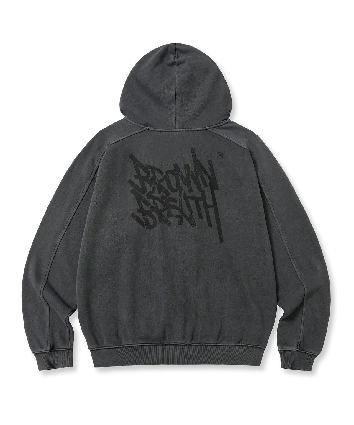 브라운브레스(BROWNBREATH) PIGMENT TAG HOOD ZIP UP - CHARCOAL