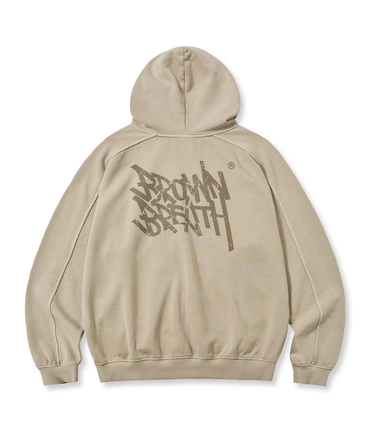 브라운브레스(BROWNBREATH) PIGMENT TAG HOOD ZIP UP - BEIGE