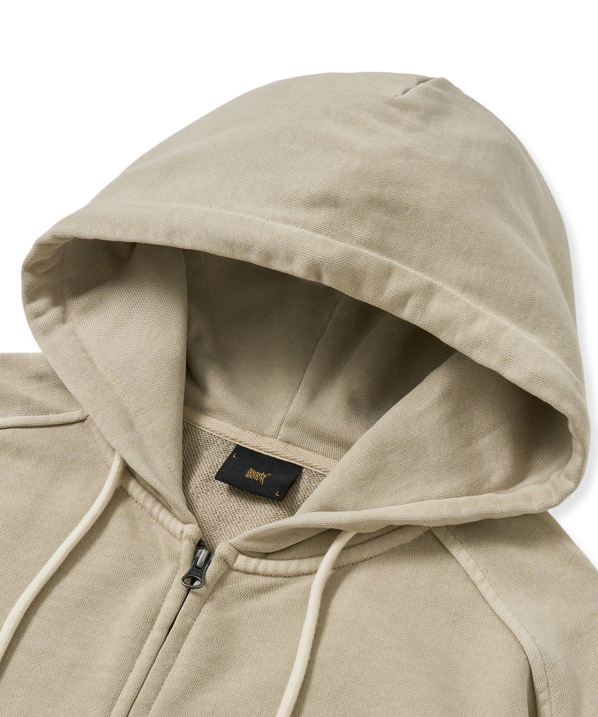브라운브레스(BROWNBREATH) PIGMENT TAG HOOD ZIP UP - BEIGE