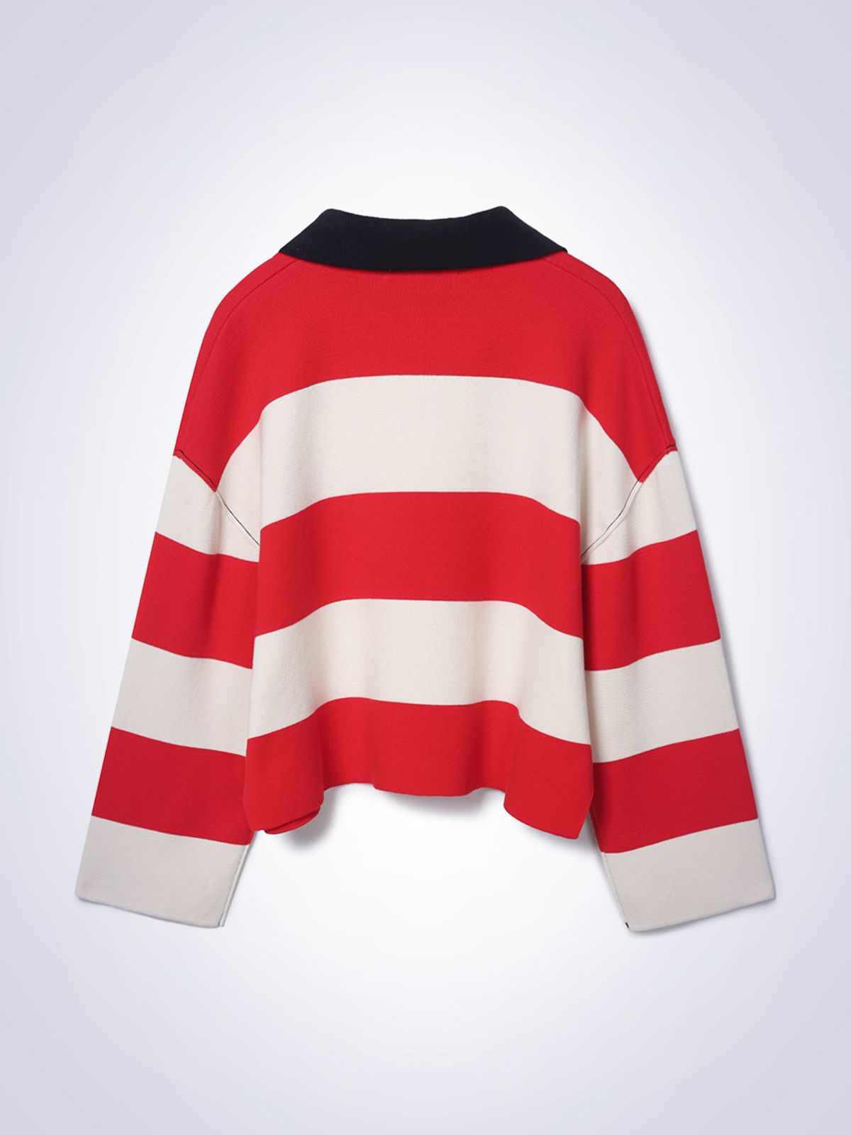 하우스공칠이씨(HAUS072C) STRIPED CROP SWEATER RED