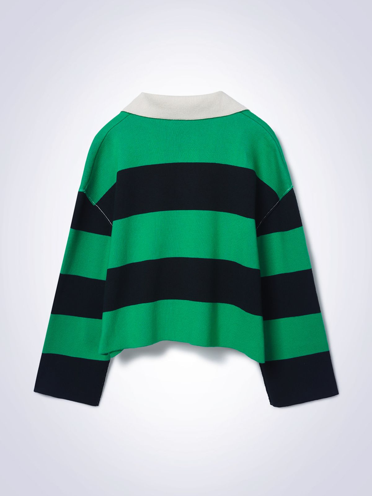 하우스공칠이씨(HAUS072C) STRIPED CROP SWEATER GREEN