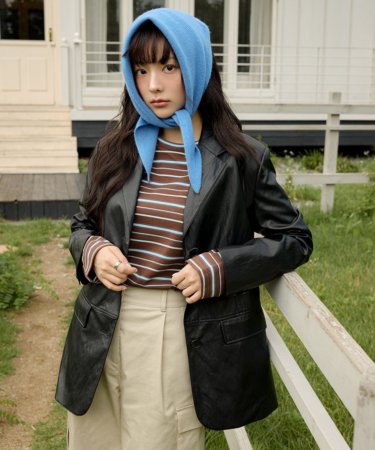 올리브 데 올리브(OLIVE DES OLIVE) 페이크 레더 자켓 OL5XJ8680