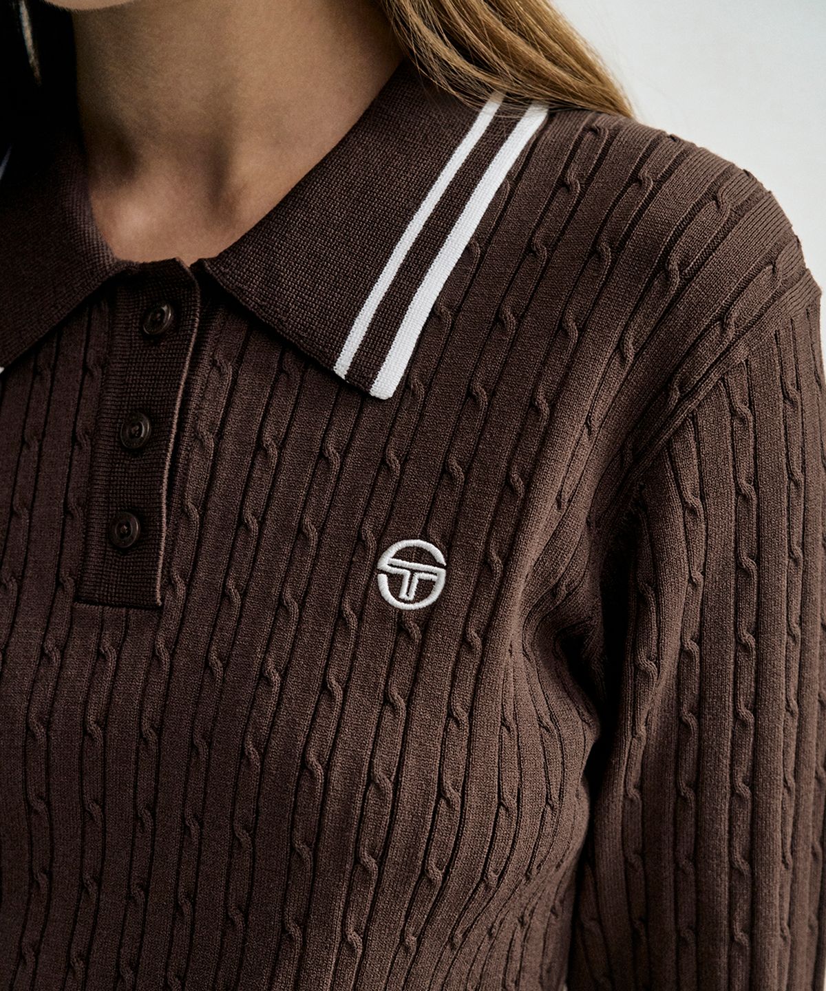 세르지오 타키니(SERGIO TACCHINI) W 케이블 폴로 스웨터 (D.Brown)