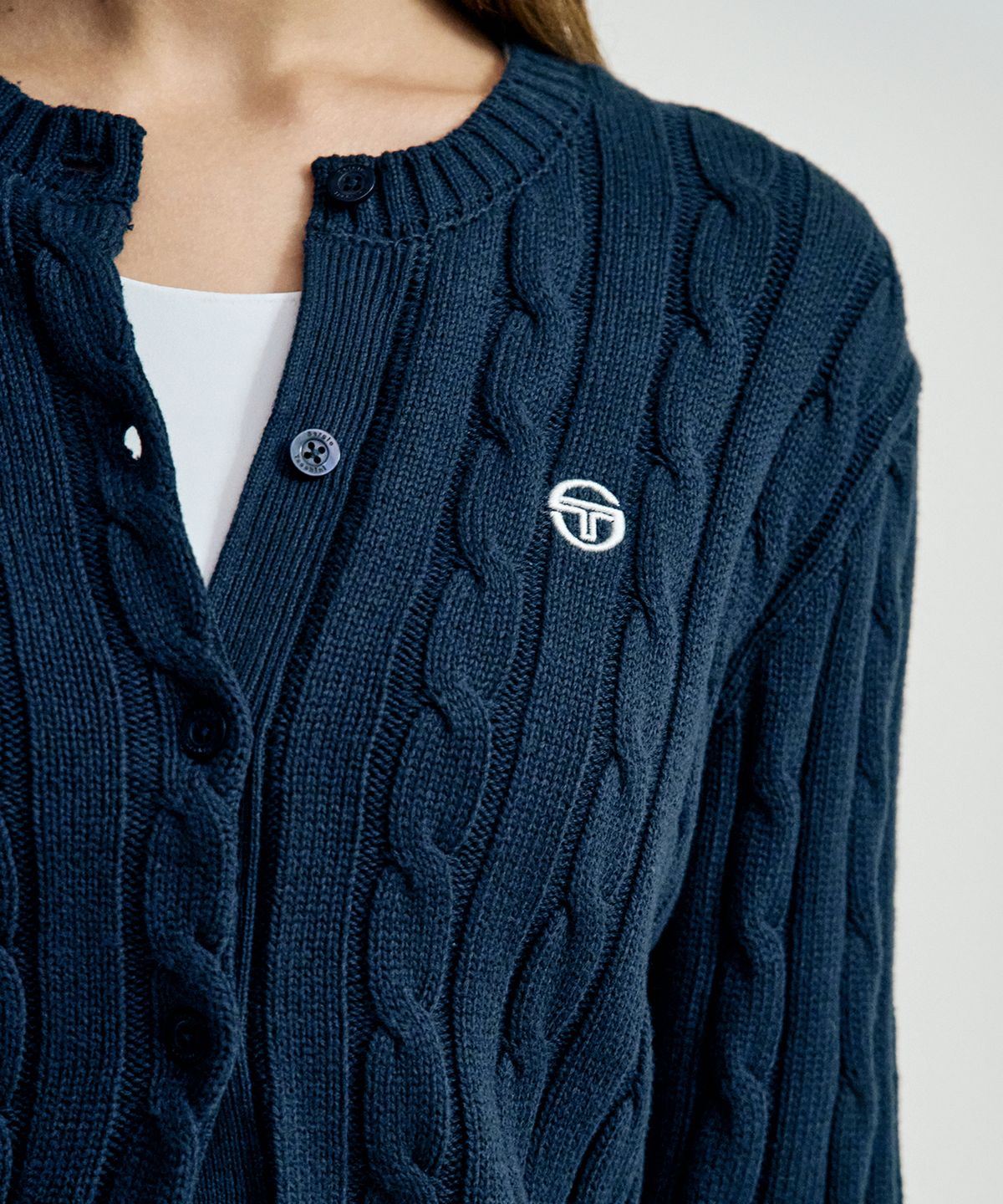 세르지오 타키니(SERGIO TACCHINI) W 케이블 니트 가디건 (Navy)