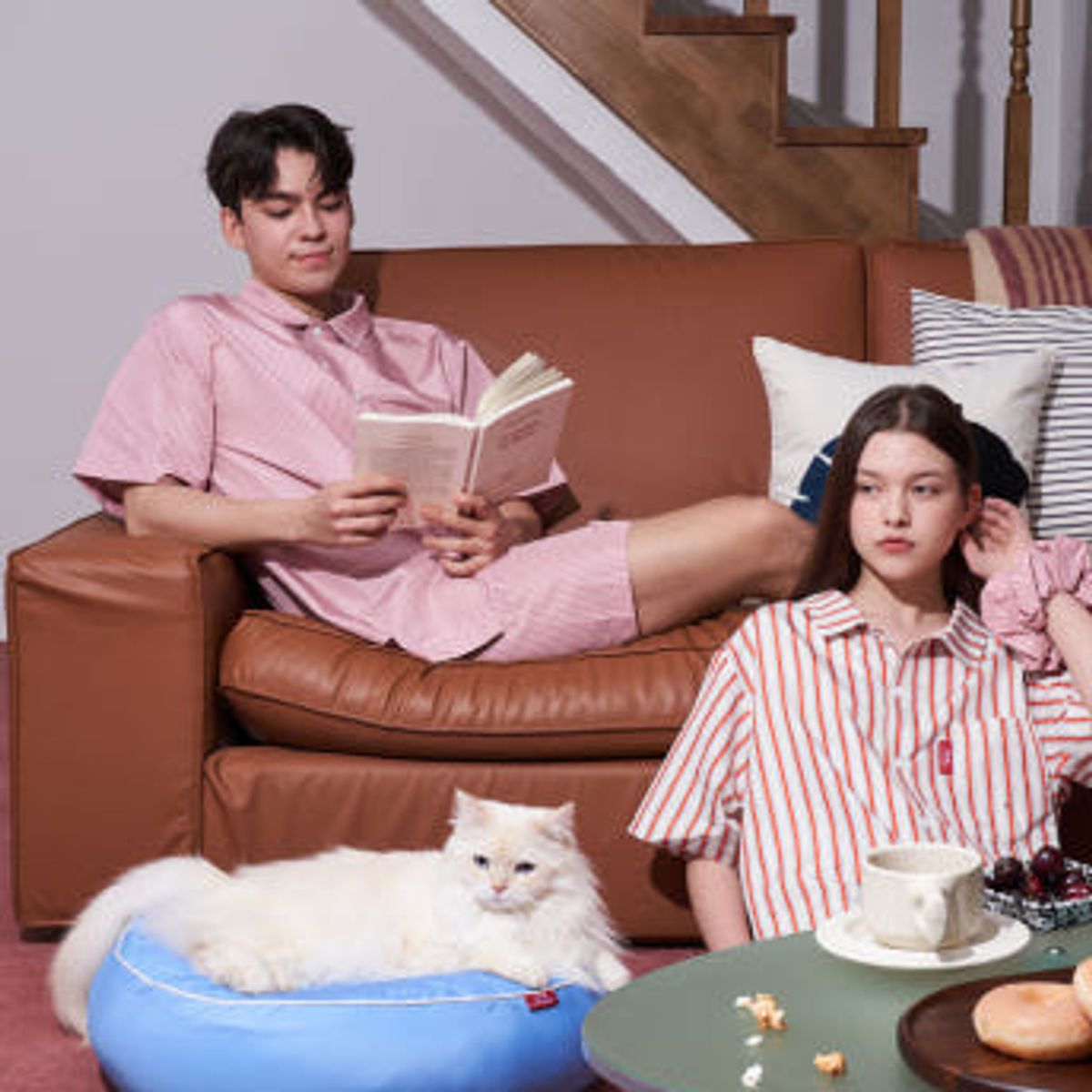 댄스온더플로어(DANCEONTHEFLOOR) [Short Sleeves]댄스온더플로어 털 안 붙는 퍼리스 파자마 (8color 3size) 알러지케어 여름잠옷