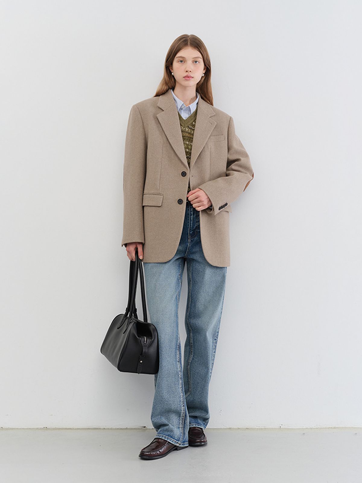 던스트(DUNST) UNISEX VINTAGE TAILORED WOOL BLAZER_UDJA5C101_OATMEAL