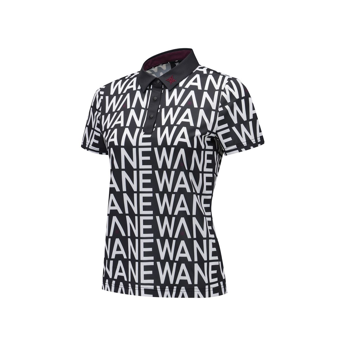 어뉴골프(ANEW GOLF) WOMEN SM LOGO PATTERN SHORT T-SHIRT_BK