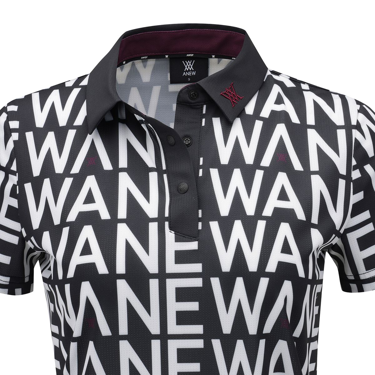 어뉴골프(ANEW GOLF) WOMEN SM LOGO PATTERN SHORT T-SHIRT_BK