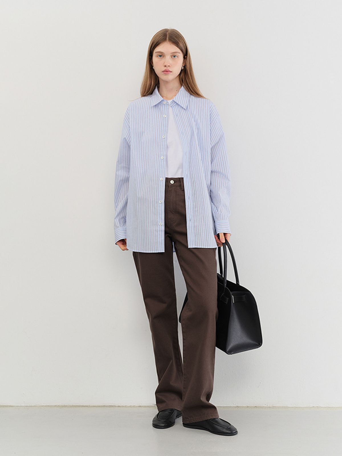 던스트(DUNST) UNISEX INFORMAL SHIRT_UDSH5C102_BLUE BROWN STRIPE