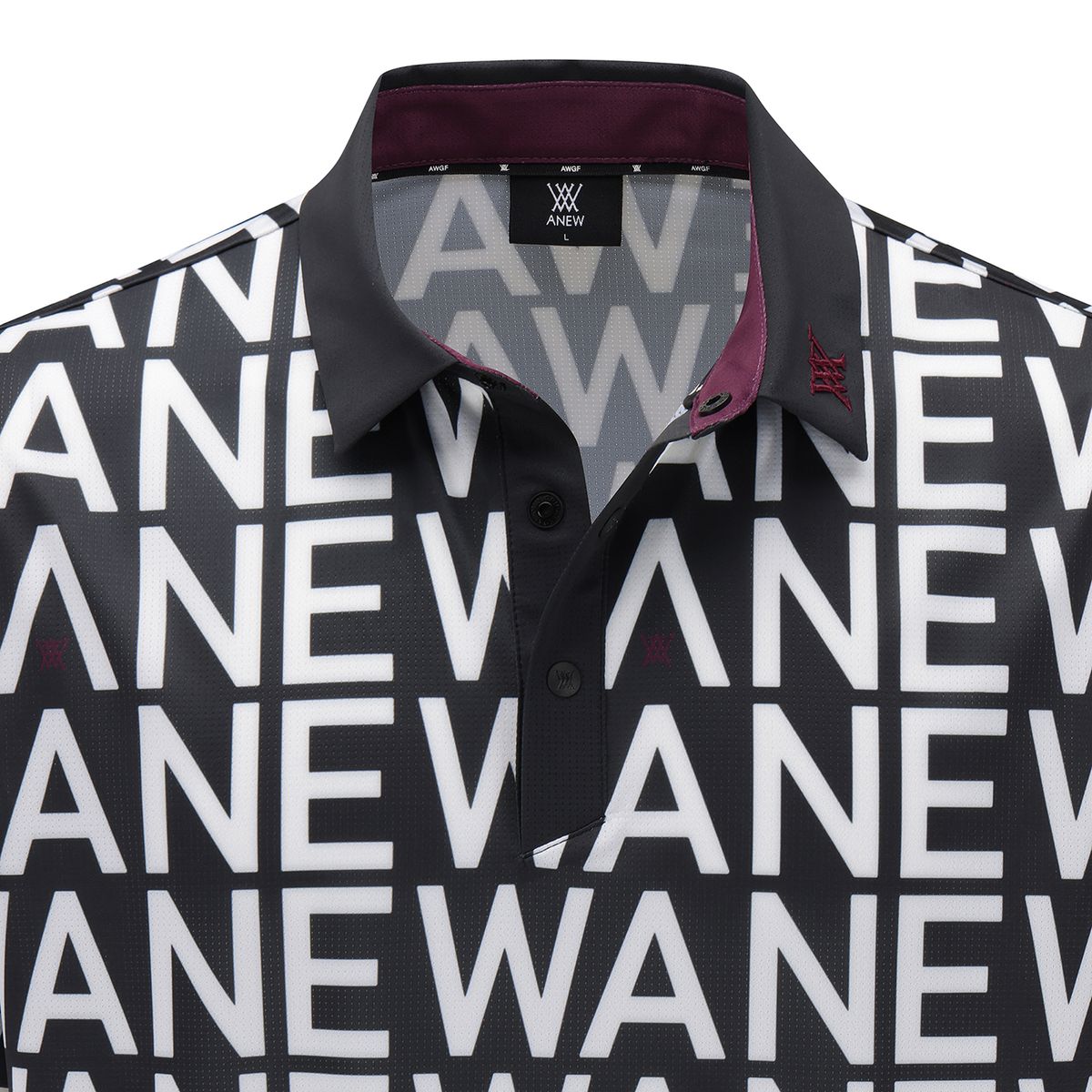 어뉴골프(ANEW GOLF) MEN SM LOGO PATTERN SHORT T-SHIRT_BK