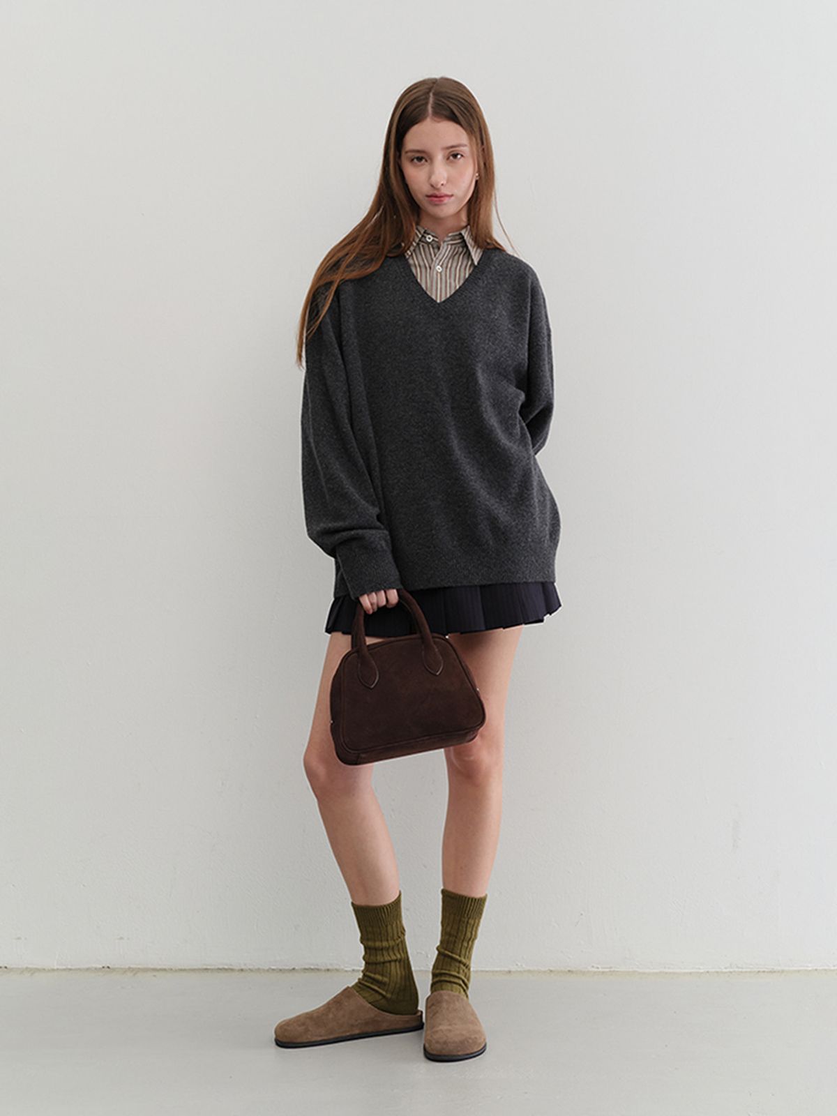 던스트(DUNST) SUEDE BOSTON TOTE BAG_UDBA5F202_DEEP BROWN