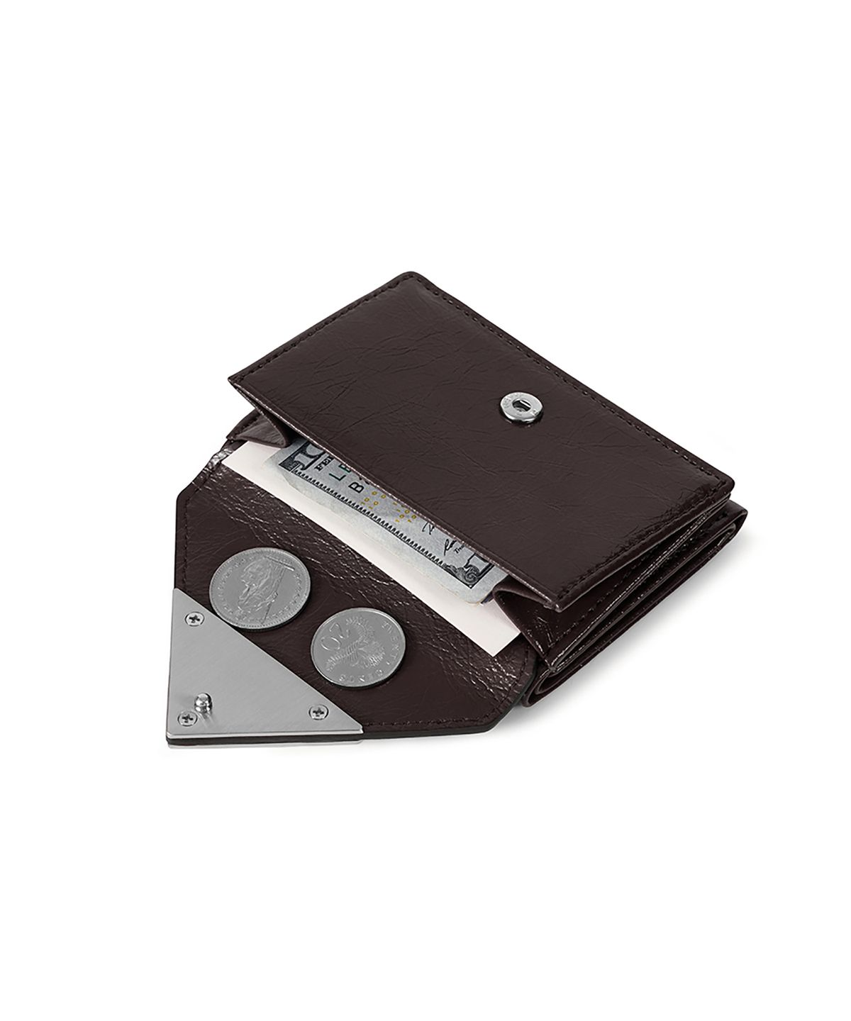 페넥(FENNEC) CRINKLE TRIANGLE TRIPLE WALLET - ESPRESSO