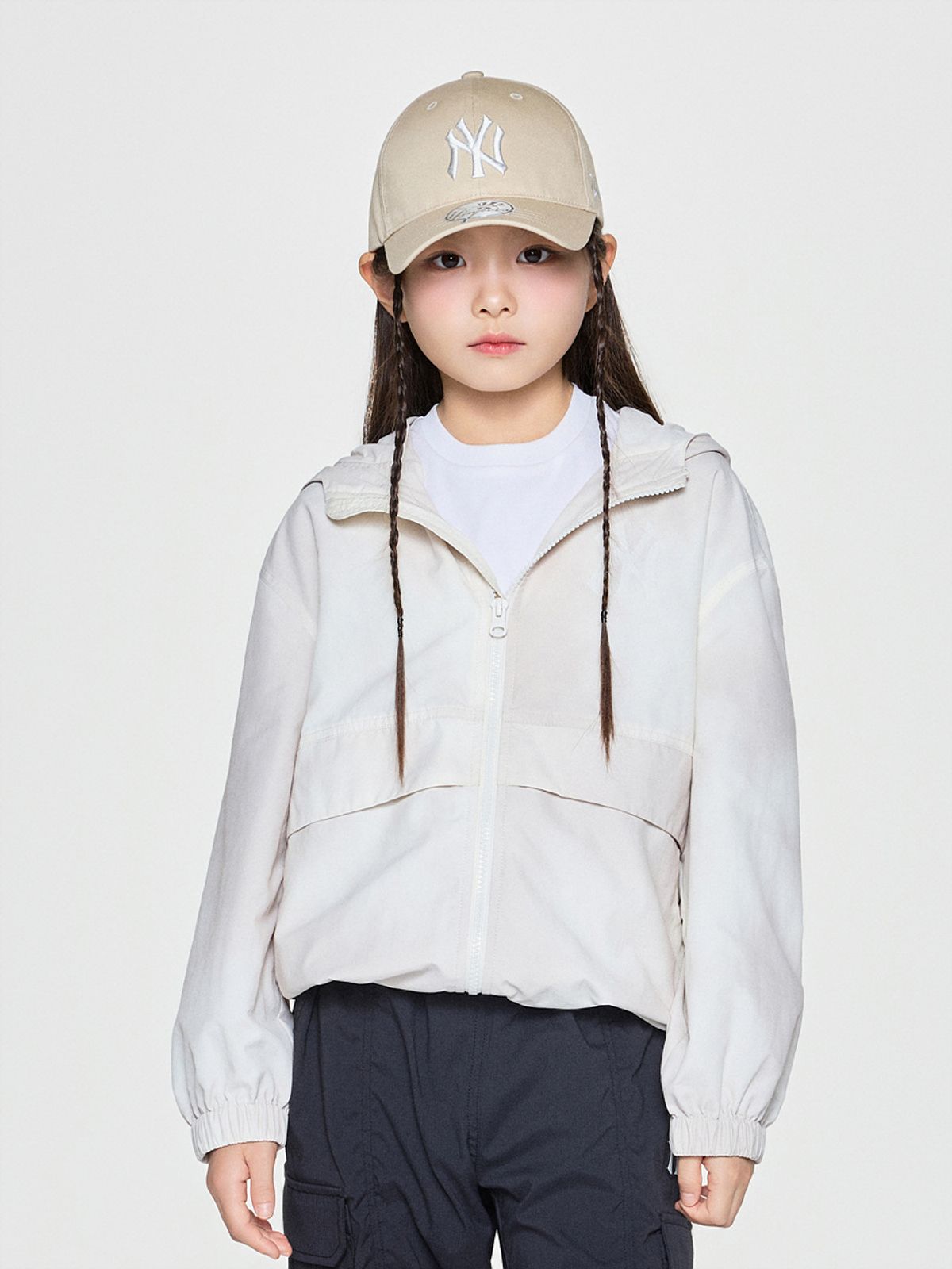 엠엘비 키즈(MLB KIDS) 스트릿 워시드 바람막이 NY (Cream)
