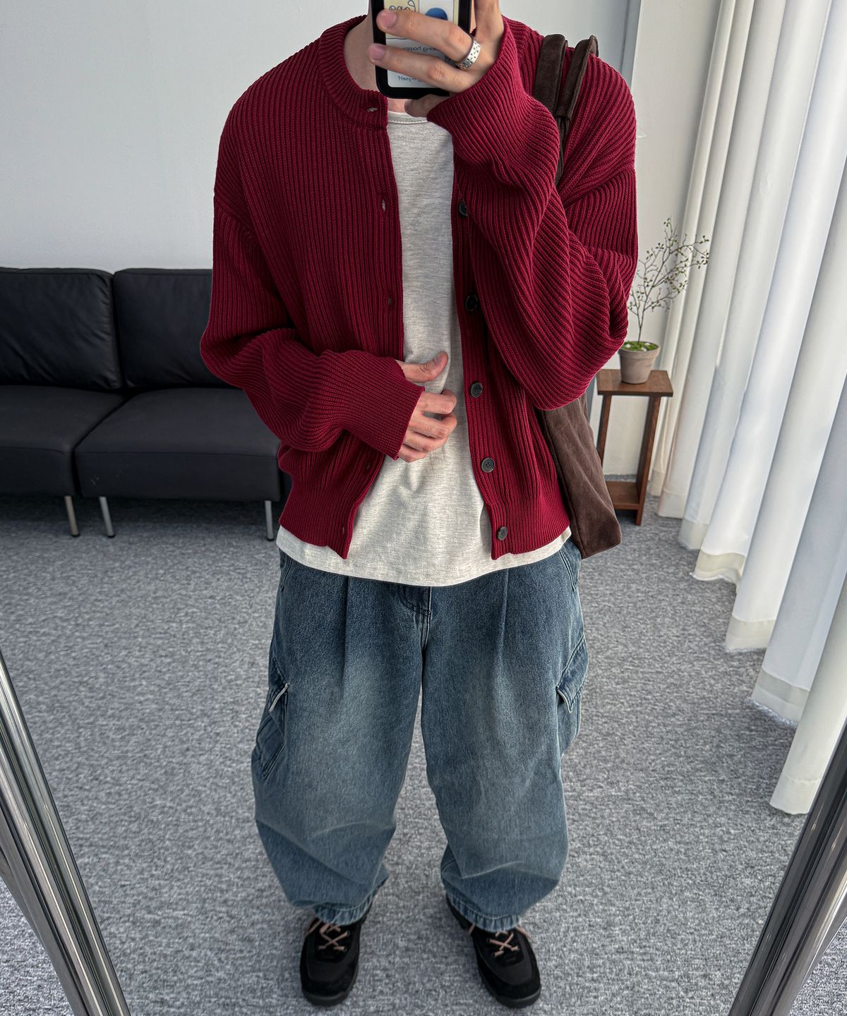 로템버(ROTEMBER) [데일리룸 X 로템버] 벌룬 레그 밀 데님 카고 팬츠 [미드 블루]